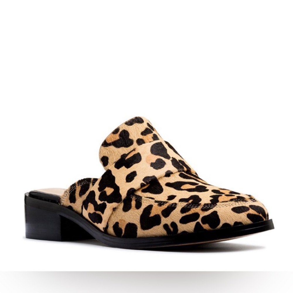 MI PIACI ‘Scotty’ Leopard Print Pony Hair Mule Loafers Women’s Size EU 41